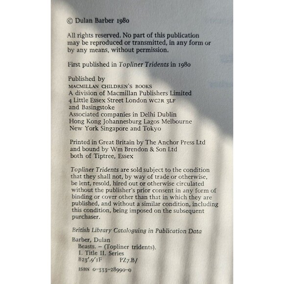 Beasts Dulan Barber Book Hardcover Pseud David Fletcher D F Barber Owen Brookes - Picture 4 of 16